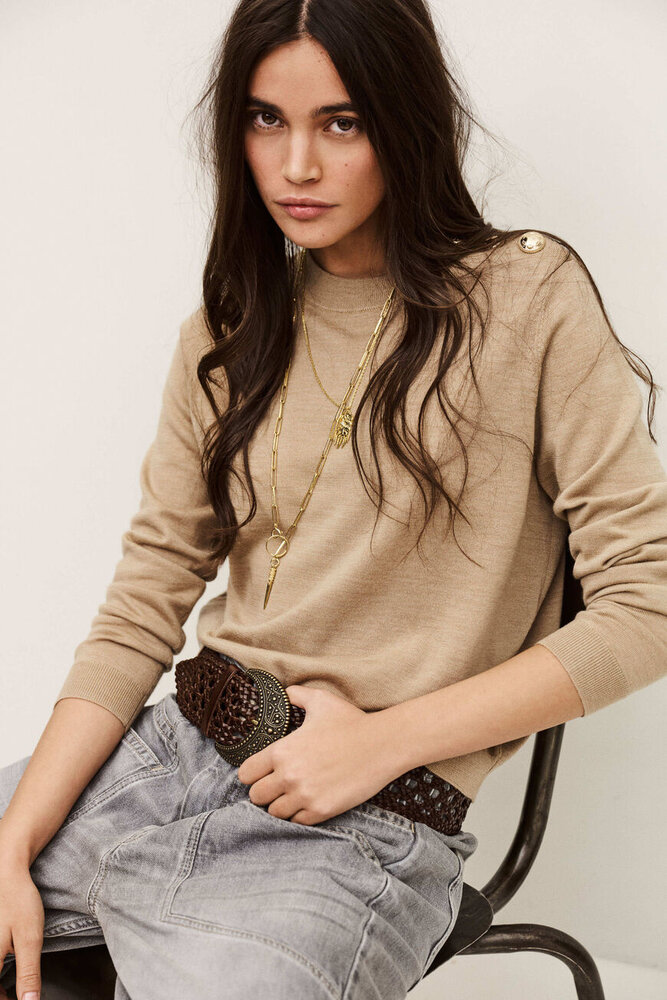 BA&SH BYLEIL pull beige chine