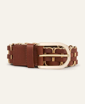 BA&SH BECK ceinture cuir tressée camel