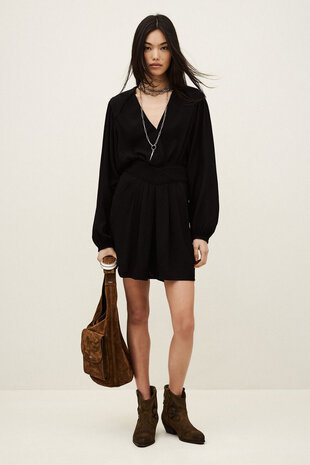 BA&SH ALANA robe courte cache-coeur noire