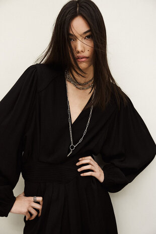 BA&SH ALANA robe courte cache-coeur noire