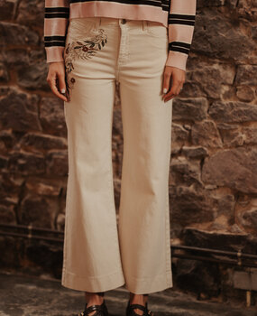 BOHO jean brodé crème naturelle