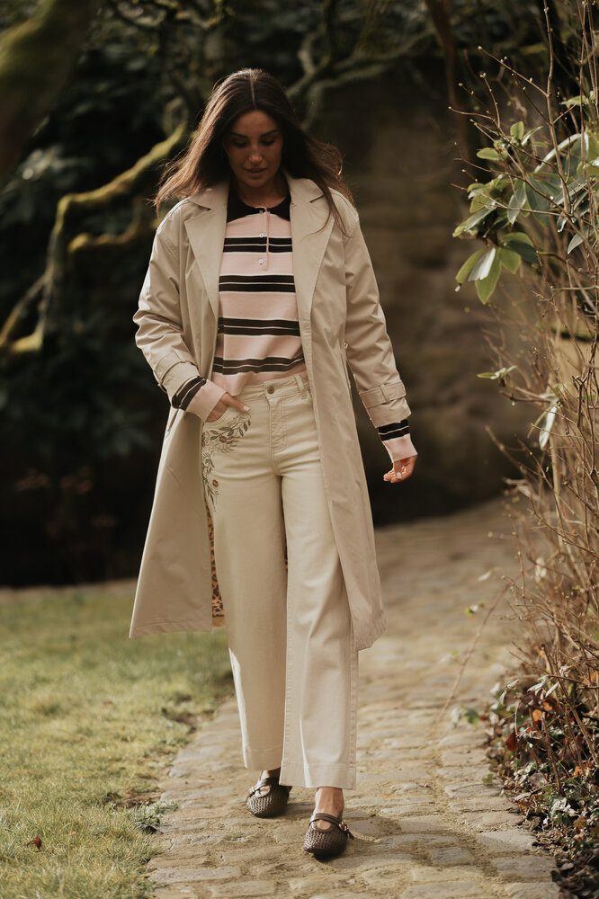 BOHO jean brodé crème naturelle