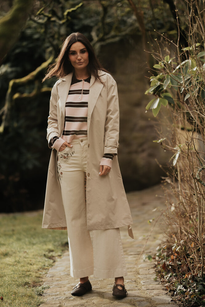 ARLYA blouse polo rose/chocolat