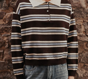 ARLYA blouse polo bleu/chocolat