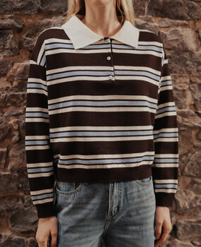 ARLYA blouse polo bleu/chocolat