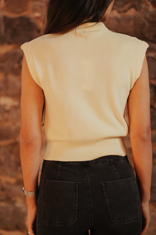 YSEULT blouse sans manches jaune pastel