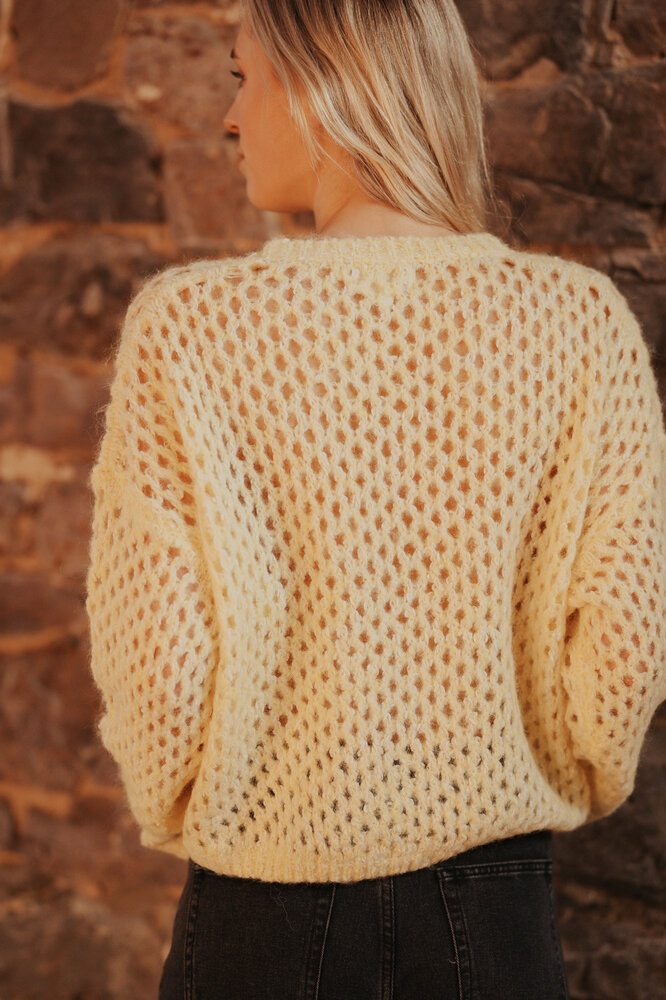 NYVARA pull en crochet jaune