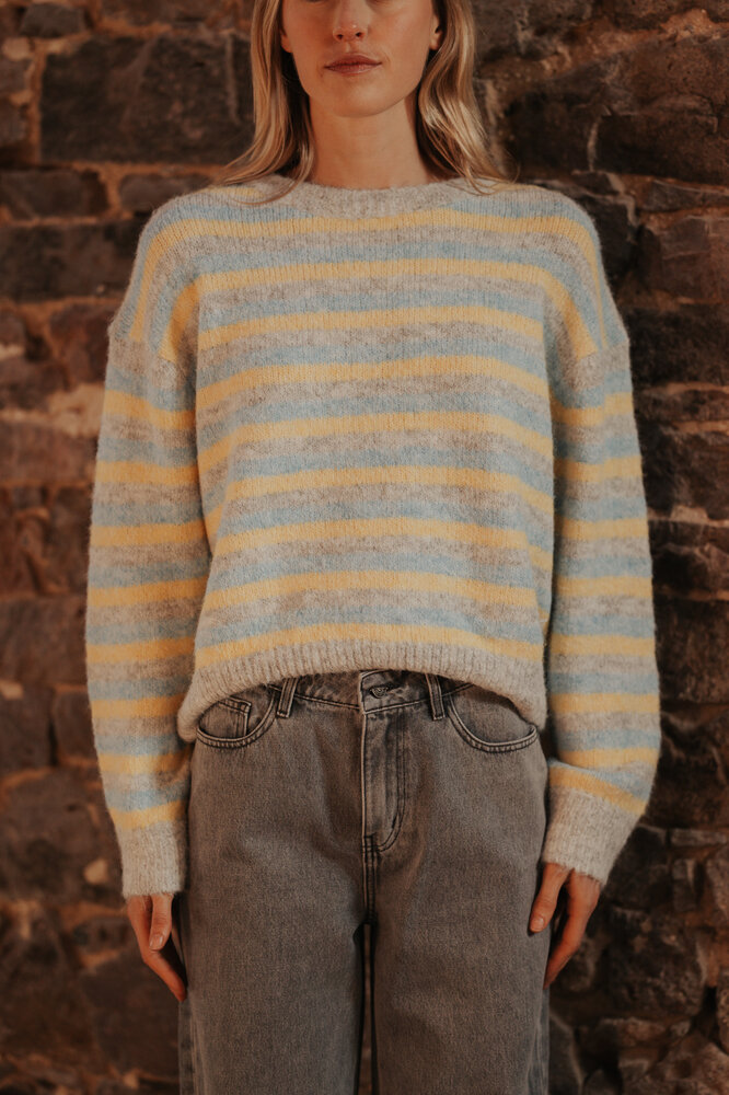 LYSAE pull bleu/jaune/gris