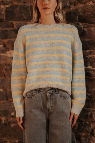 LYSAE pull bleu/jaune/gris