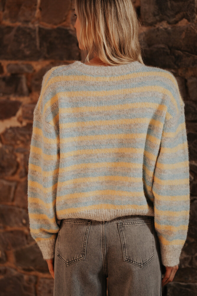 LYSAE pull bleu/jaune/gris