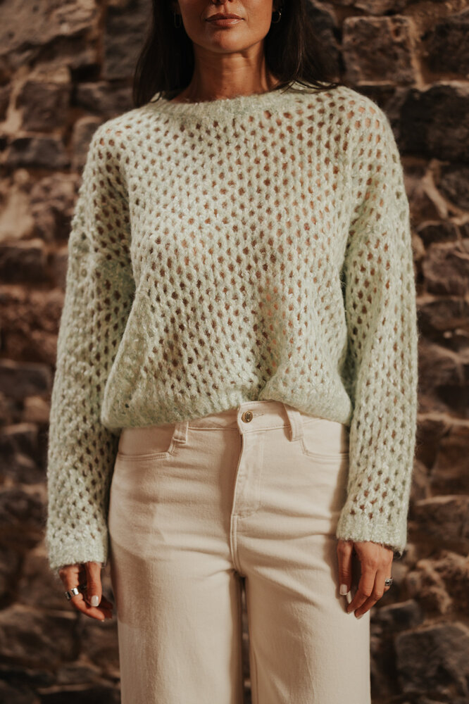 NYVARA pull en crochet vert