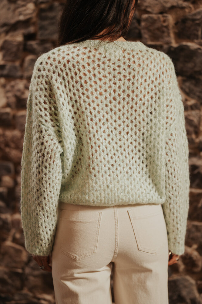 NYVARA pull en crochet vert