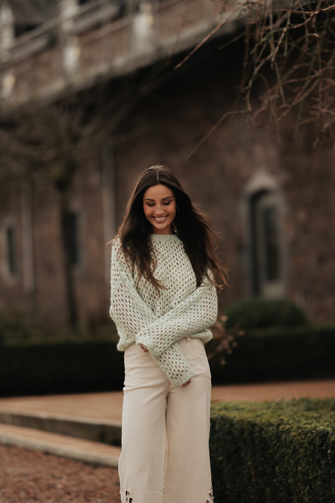 NYVARA pull en crochet vert