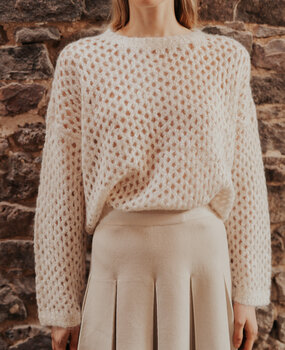 NYVARA pull en crochet beige