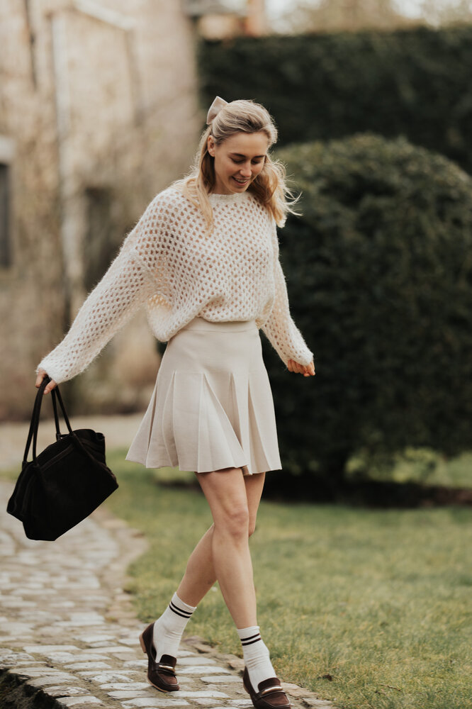 NYVARA pull en crochet beige