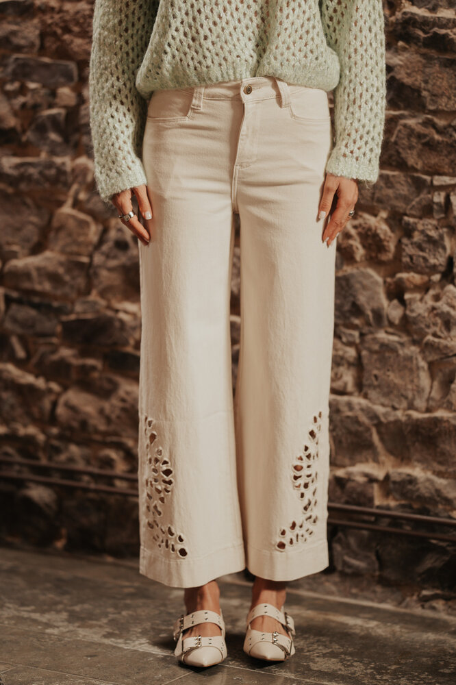 PAULINE jean crème ankle wide