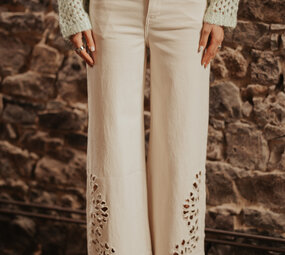 PAULINE jean crème ankle wide