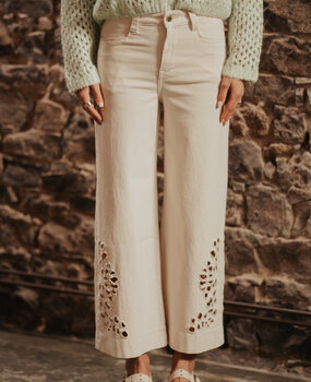 PAULINE jean crème ankle wide