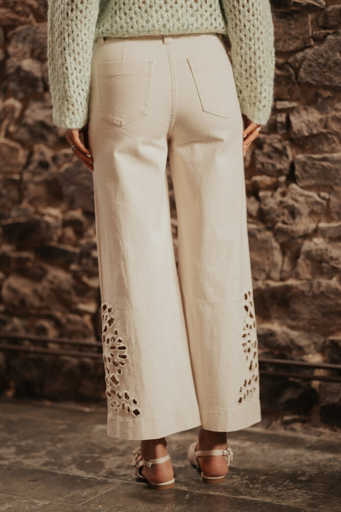 PAULINE jean crème ankle wide