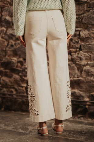 PAULINE jean crème ankle wide