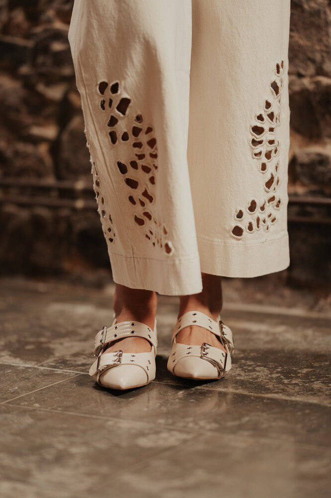 PAULINE jean crème ankle wide