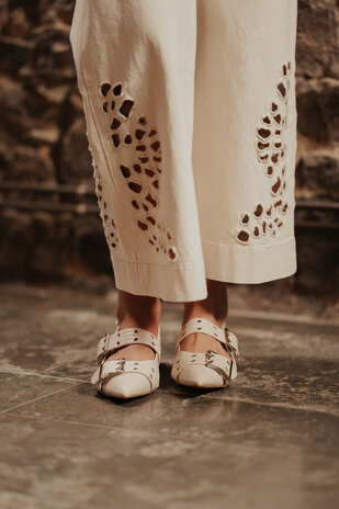 PAULINE jean crème ankle wide