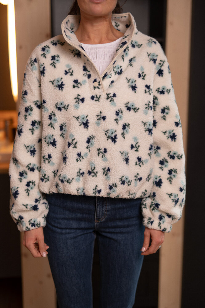 VIREYA sweat écru/bleu