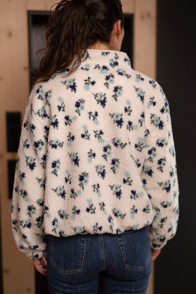 VIREYA sweat écru/bleu