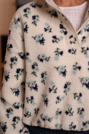 VIREYA sweat écru/bleu