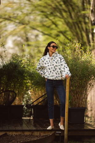 VIREYA sweat écru/bleu