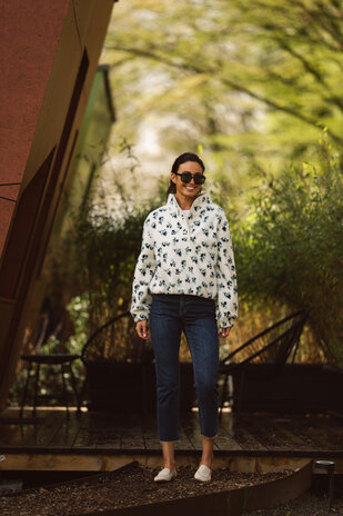 VIREYA sweat écru/bleu