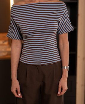 SOLYN blouse a rayure bleu/brun