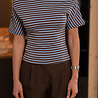 SOLYN blouse a rayure bleu/brun