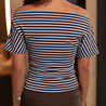 SOLYN blouse a rayure bleu/brun