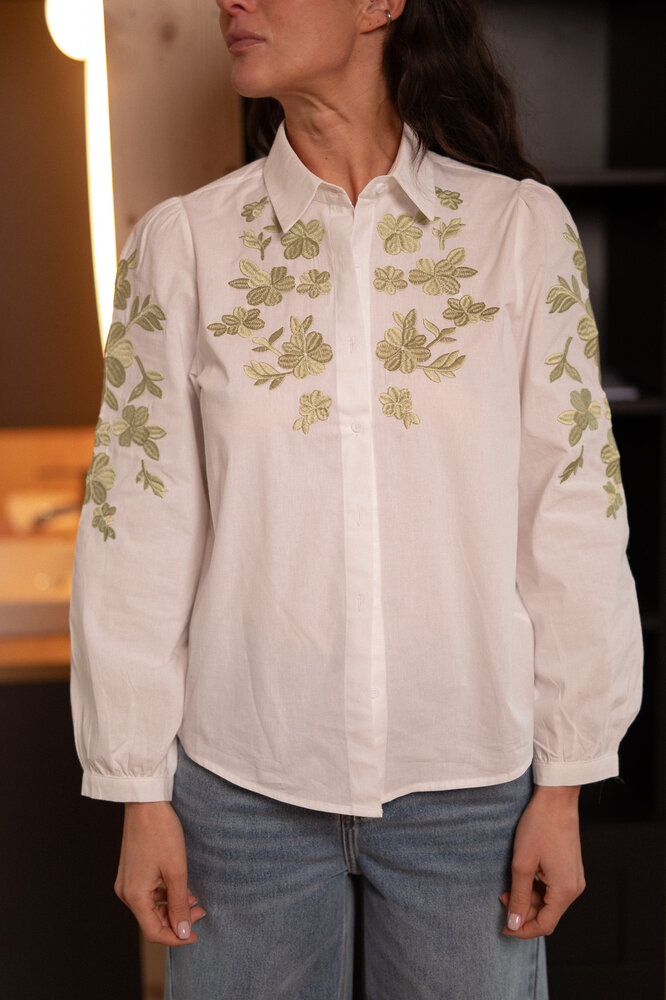 VELINA chemise blanc/vert