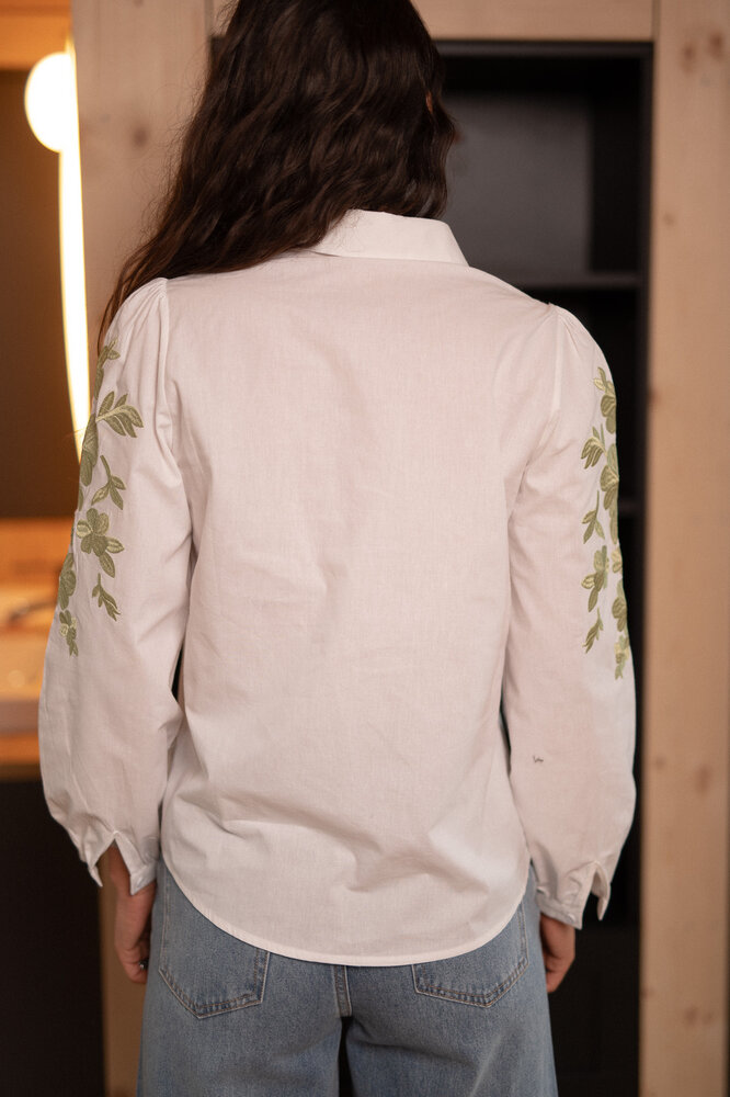 VELINA chemise blanc/vert