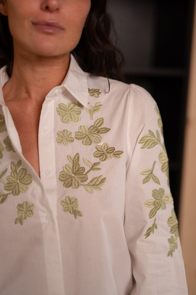 VELINA chemise blanc/vert