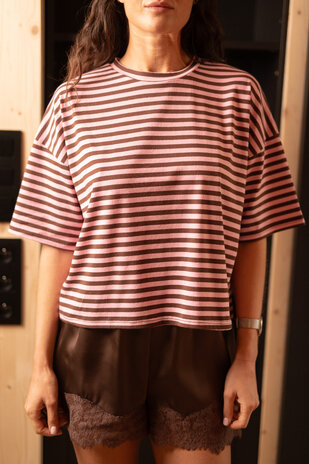 SOLIRA t-shirt rose/marron