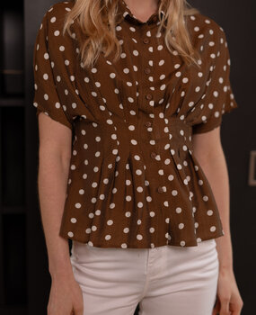 VIRELA chemise à pois marron