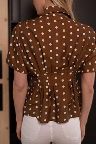 VIRELA chemise à pois marron VIRELA chemise à pois marron