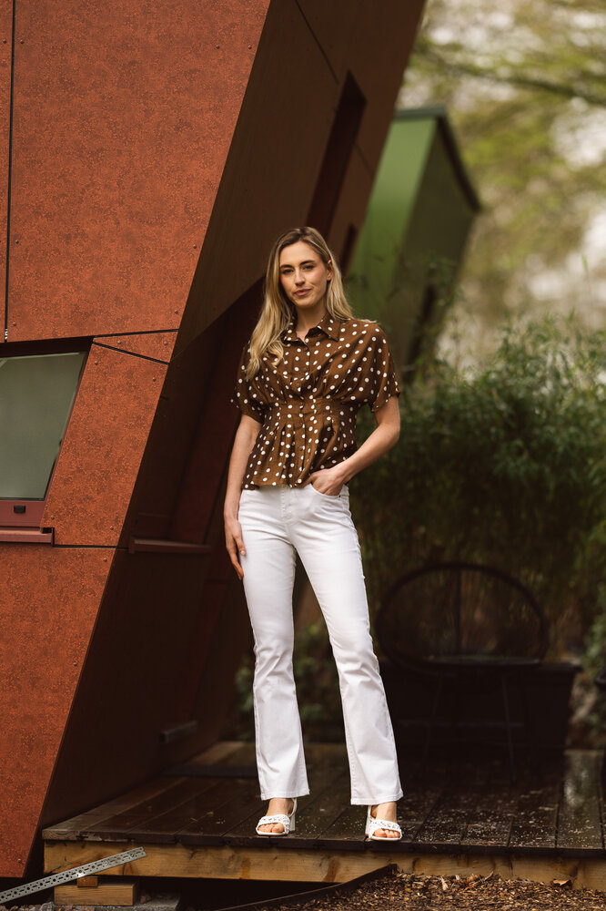 VIRELA chemise à pois marron VIRELA chemise à pois marron