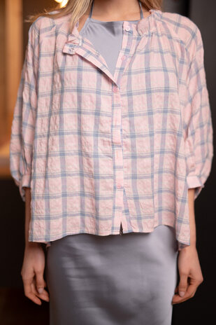 ALZORA chemise a carreaux rose/bleu