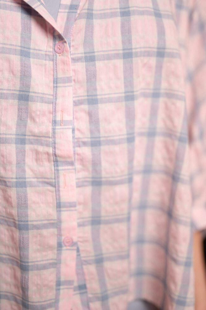 ALZORA chemise a carreaux rose/bleu