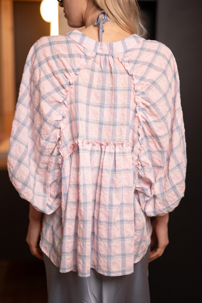 ALZORA chemise a carreaux rose/bleu