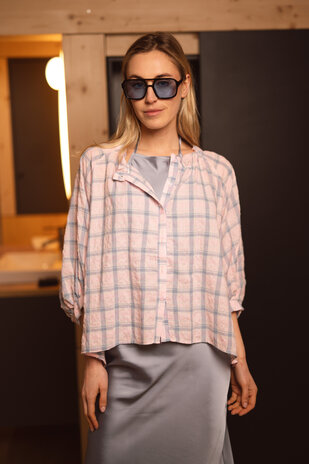 ALZORA chemise a carreaux rose/bleu