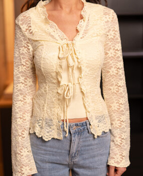 NALEYA top à dentelle jaune