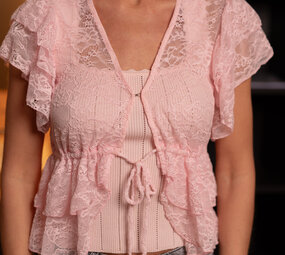 KIREL top à dentelle rose