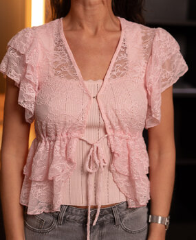 KIREL top à dentelle rose