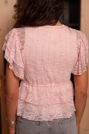 KIREL top à dentelle rose