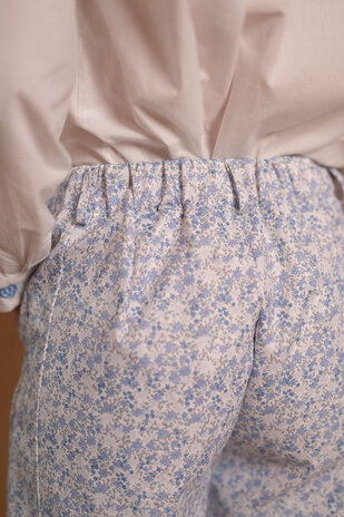OLYRA pantalon bleu fleuris